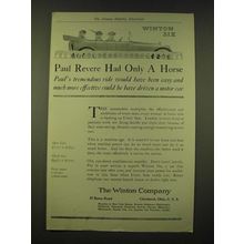 1918 Winton Six Ad - Paul Revere had only a horse