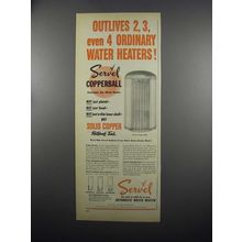1953 Servel Copperball Water Heater Ad - Outlives