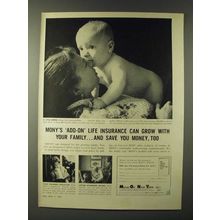 1960 MONY Mutual of New York Ad - MONY's add-on life insurance can grow