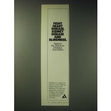 1989 American Diabetes Association Ad - Fight heart disease, kidney disease