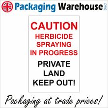 TR444 CAUTION HERBICIDE SPRAYING PROGRESS KEEP OUT SIGN CROPS GRASS VERGE LAWN