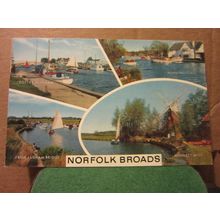 multiview, NORFOLK BROADS used postcard by J Salmon 1976 pm =