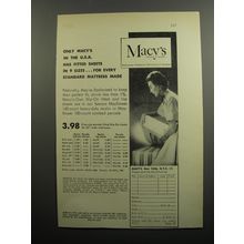 1952 Macy's Fitted Sheets Ad - Only Macy's in the USA has in 9 sizes