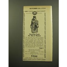 1959 Chipp Fashion Advertisement - Shearling Coats for Men & Women