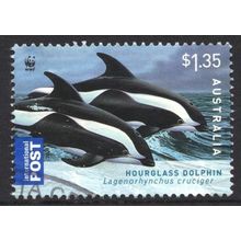 AUSTRALIA 2009: WWF ISSUE - DOLPHINS - $1.35 HOURGLASS DOLPHIN USED (G7)