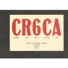 QSL Card Postcard CR6CA Luanda Angola 1968 Joao De Sacadura Cabral