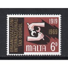 Malta - 1969 - 6d, 50th Int. Labour Organisation Anniv. (sg417) Mint Hinged
