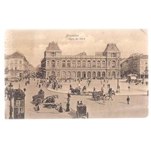 GARE DU NORD, BRUXELLES, BRUSSELS . used vintage postcard 1909 postmark.. =