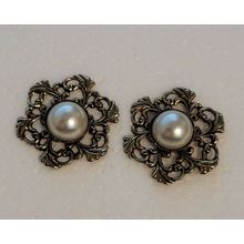 Simulated Pearl Cabochon Earrings