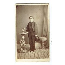 Victorian cdv photo young man standing holding top hat Mile End photographer