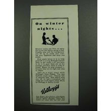 1931 Kellogg's Corn Flakes Ad - On Winter Nights