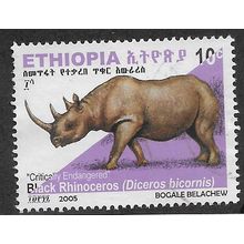 ETH 2005 10c 'BLACK RHINOCEROS' FINE USED (EBID70-341)