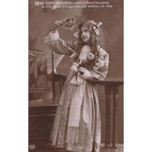 Schoolgirl Little Maid Gypsy Gipsy Romany Fashion Antique Real Photo Postcard