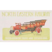 Northern Eastern Railway Fiat Charabanc Cross Country Advertising Rare Postcard