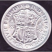 1928 Great Britain 1 Half Crown (2 & Half Shillings) Silver Coin