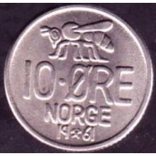1961 Norway 10 Ore Coin