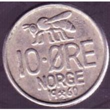 1960 Norway 10 Ore Coin