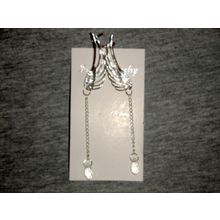Unusual silver colour cuff stud swing earrings