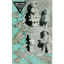 Vintage Doll Knitting Pattern Bestway #A2369 Outfits Small Boy/Girl 7-10 Inches