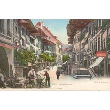 Thun Hauptstrasse Barbers Coiffeur Wood Market Trader Swiss Postcard