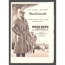 MACKINTOSH MOSS BROS London :- Original Vintage 1953 Magazine Advert POST FREE