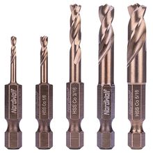 Nordwolf 5-Piece M35 Cobalt Stubby Drill Bit Set for Stainless Steel & Hard Meta