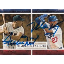 WILLIE MAYS & MATT KEMP AUTO 2012 GIANTS & DODGERS HOF CHAMPION TIMELESS TALENTS