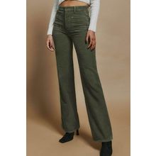 Green High Waist Square Pockets Corduroy Pants