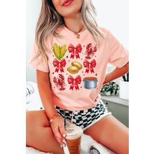 Pink Summer Food Bow Crawfish Printed T Shirt