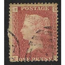 GB 1858 QUEEN VICTORIA 1d RED PLATE 122 USED SG43 / 44 " EI "
