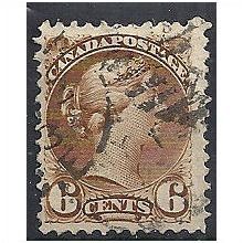 Canada 1872 SG86 6c Yellow-Brown Fine Used ..