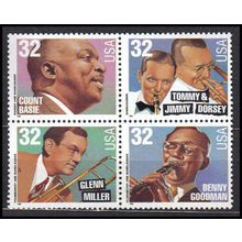 3096-3099 32c Big Band Leaders Fine MNH Plt/8 Top P111111 2 Plt #s L1581