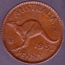 1952 A dot Australia 1 Penny Coin