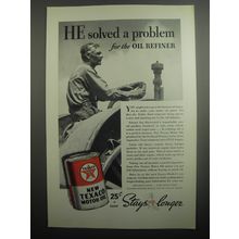 1937 Texaco Motor Oil Ad - He solved a problem for the oil refiner