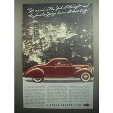 1937 Lincoln-Zephyr V-12 Car Ad - We arrived in New York at midnight