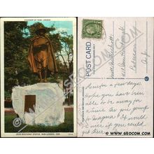 CT New London Postcard John Wnthrop Statue Founder Of New London ct_box4~1876