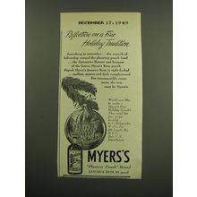 1949 Myers's Rum Ad - Reflection on a fine holiday tradition