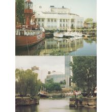 Boats at St Katherine Tower London Thames River 2x Postcard s