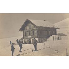 Adelboden Skiing Alpine Ski Trip Mountain Hut Switzerland Old Postcard