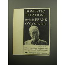 1957 Alfred A. Knopf Book Ad - Domestic Relations stories by Frank O'Connor