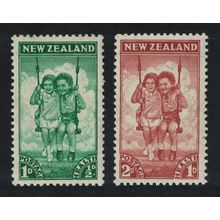 New Zealand Boy and Girl on Swing Health Stamps 1942 MNH SG#634-635