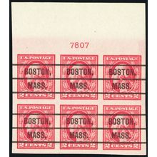 482, 2¢ OG NH TOP Plate Block - BOSTON MA Precancels *** Stuart Katz
