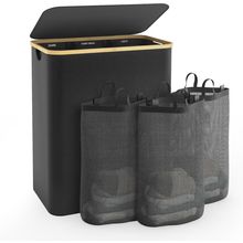 Hampers for Laundry Basket with Lid, 145L Extra Large 3 Section Clothes Divided