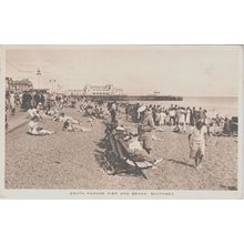 South Parade Pier And Beach Southsea Hampshire Postcard (QHAM242)