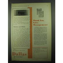 1931 Dallas Texas Ad - Thank You Sales Management