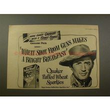 1946 Quaker Puffed Wheat Sparkies Ad - Gregory Peck!!