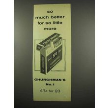 1957 Churchman's No. 1 Cigarettes Ad - So Much Better