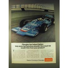 1976 Owens-Corning Fiberglas Ad - Lighten Indy Racers