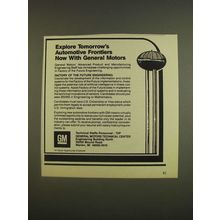 1985 GM General Motors Ad - Explore tomorrow's automotive frontiers now
