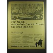 1965 Cunard Cruise Ad - This Queen reaches New York in 5 days.